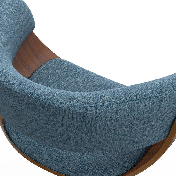 English Elm Sheldon Adjustable Swivel Bar Stool with Gas Lift and Walnut Bentwood Frame, Mid-Century Modern Design Blue B136P159602