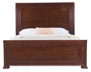 Hooker Furniture Charleston Queen Sleigh Bed With Maraschino Cherry Finish, Walnut Inlay, Raised Panels & Classic Appeal 93.00 L x 66.50W x 68.00H 6750-90450-85