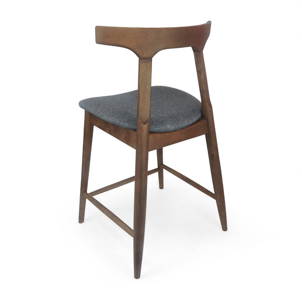 English Elm Counter Stools Set of Two Mid-century Rubberwood Frame Upholstered Kitchen Island Seating 72661.00CHAR