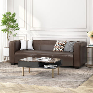 English Elm 3 Seater Tuxedo Sofa with Birch Wood Legs Smooth Upholstery for Modern Living Rooms 71802.00DBRN
