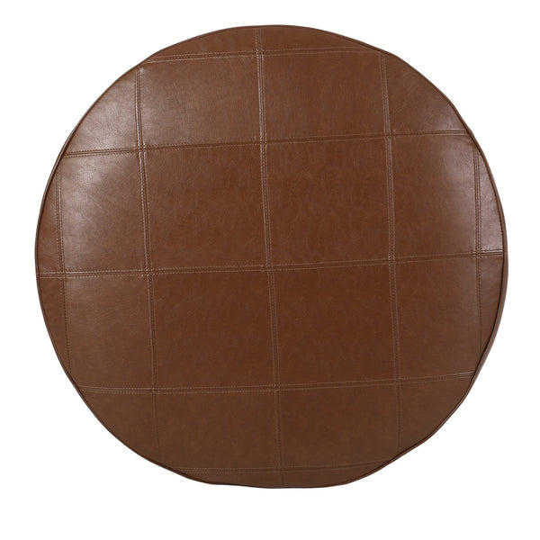 English Elm Ottoman Square Faux Leather Footrest with Rustic Grain Texture for Living Room 71832.00