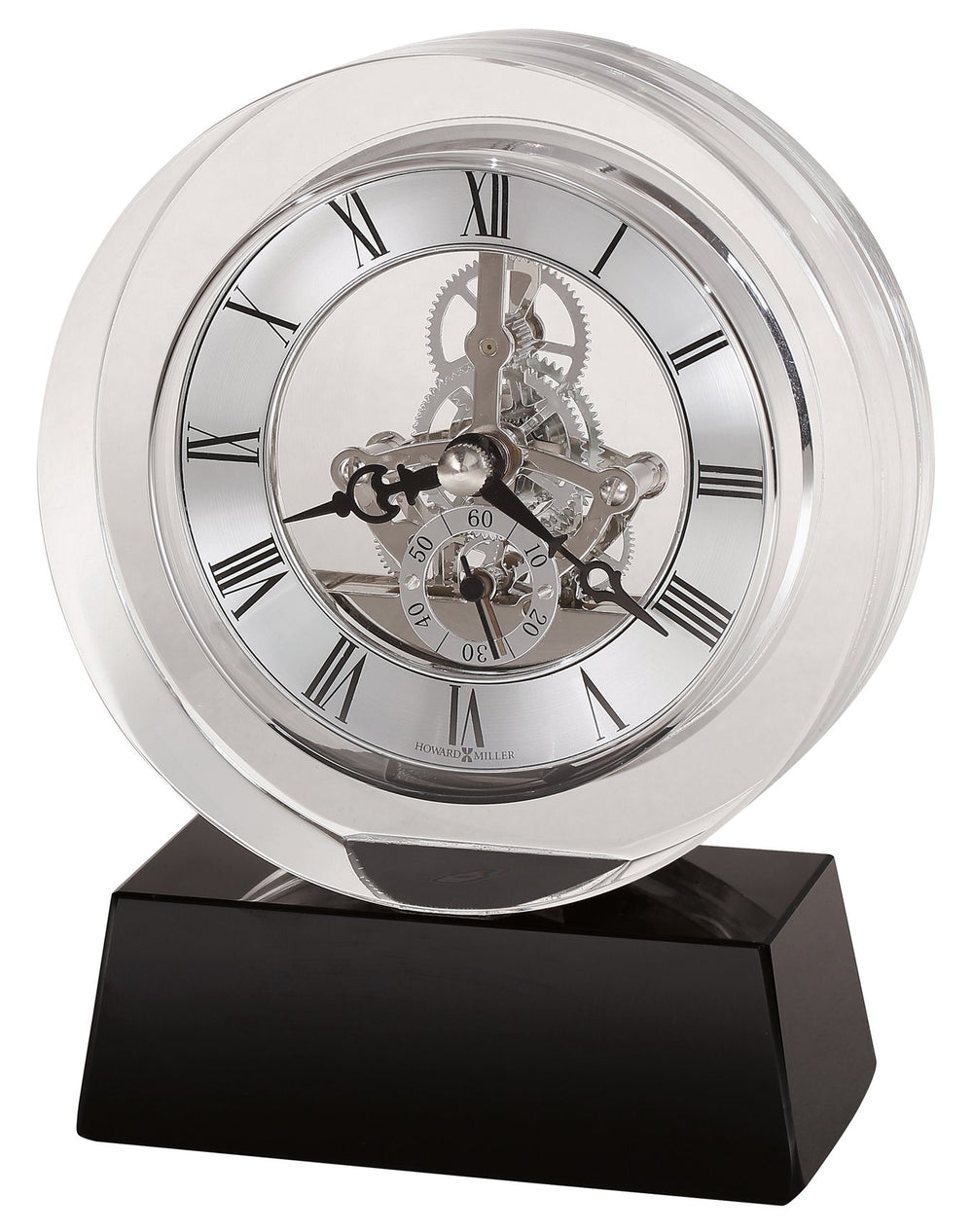 Hekman Furniture 645758 Elegant Crystal Table Clock With Black Base – Contemporary Design For Home & Office Decor  Fusion Tabletop Clock 645758
