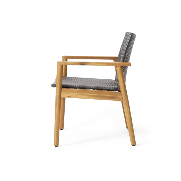 English Elm Christopher Knight Home® - BRYAN Acacia Club Chair Set of 2 - Natural Wicker Seating, Durable Metal & Wood Frame, Outdoor Comfort 71509.00GRY