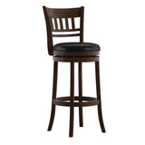 Homelegance By Top-Line Alessandro Faux Leather Lattice Back Swivel Bar Stool Black Rubberwood