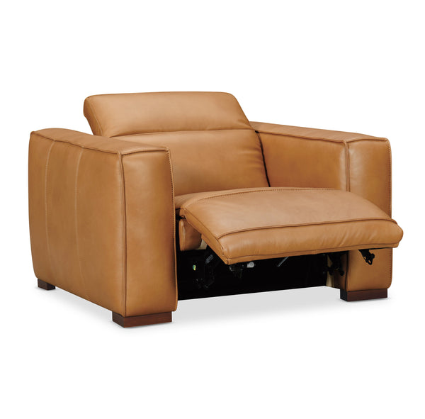 Hooker Furniture Fresco Semi-aniline Leather Power Recliner with Motorized Headrest for Modern Living SS404-PH1-080