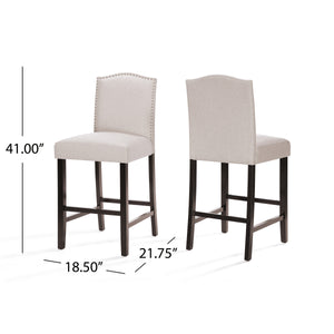 English Elm Markson Nail Head Trim Counter Stools Set of Two Upholstered Hardwood Frame Espresso 62369.00WHT