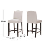 Christopher Knight Home® - Noble House - Darren Contemporary Upholstered Counter Stools with Nailhead Trim - Set of 2