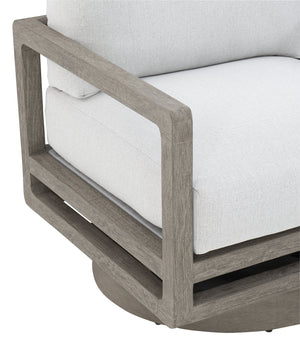 Bernhardt Bernhardt Teak Outdoor Swivel Chair With Performance Fabric Cushions, Weather-Ready 360° Comfort - Made to Order O1202SB