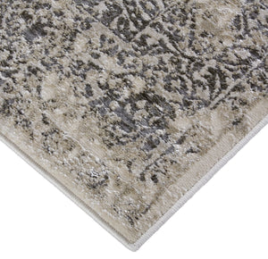Feizy Rugs Prasad Distressed Geometric Area Rug - Durable, Stain-resistant Polypropylene Blend For High Traffic Areas Ivory,Gray,Black Polypropylene,Polyester 6703682flgy000g99