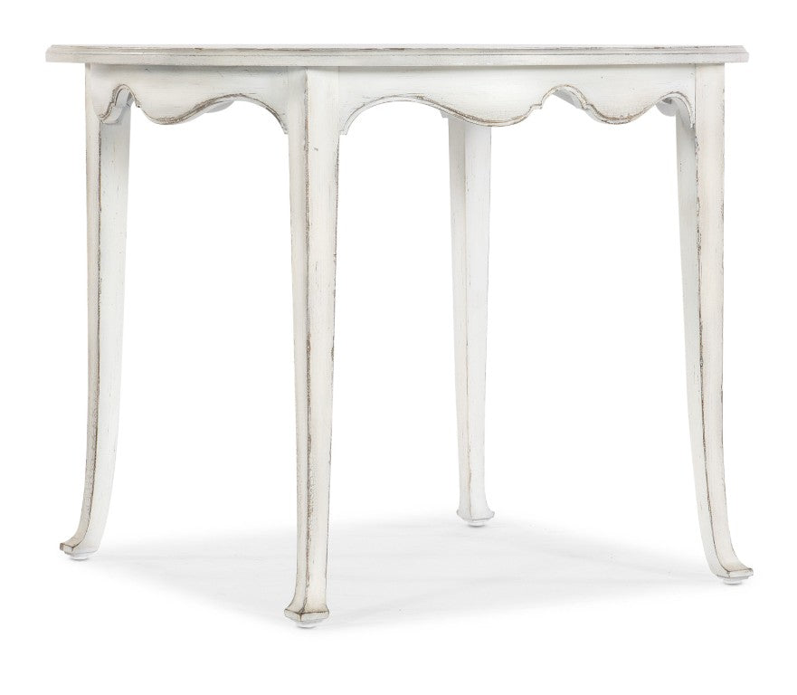 Hooker Furniture Charleston Round Breakfast Table In Magnolia White With Vintage Scalloped Apron & Cabriole Legs, Seats 4 6750-75211-05