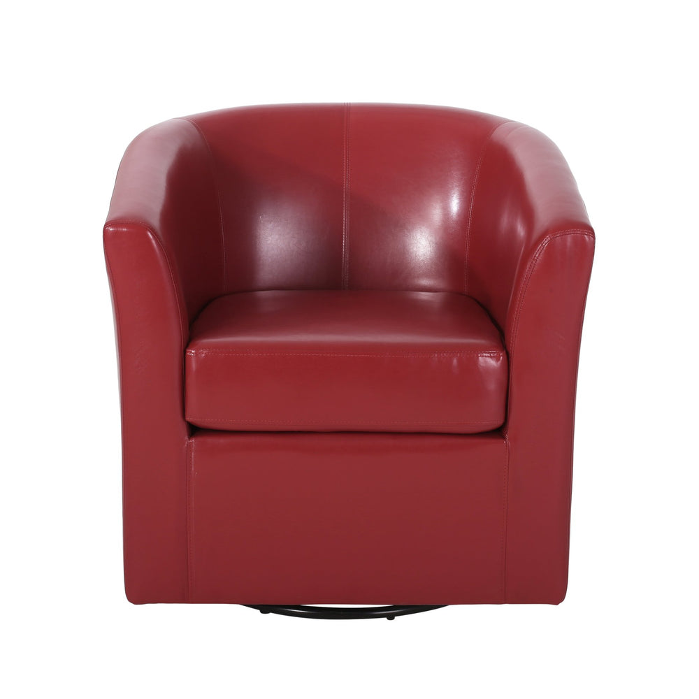 English Elm Swivel Barrel Club Chair Upholstered 360 Degree Base for Living Room Reading Nook Red 57685.00RED