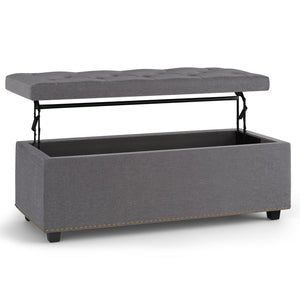 English Elm Hamilton Lift Top Storage Ottoman - Stylish Slate Grey With Tufted Design & Hidden Storage Compartment B136P159065