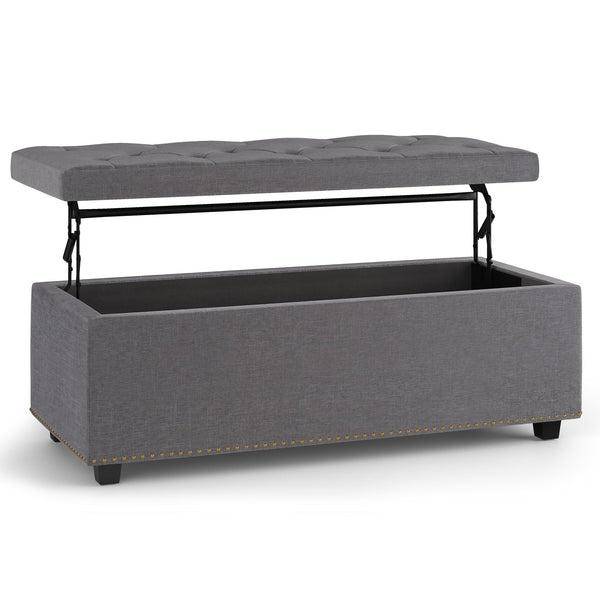 English Elm Hamilton Lift Top Storage Ottoman - Stylish Slate Grey With Tufted Design & Hidden Storage Compartment B136P159065