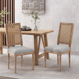 Christopher Knight Home® - Noble House - Regina French Country Wood and Cane Upholstered Dining Chair (Set of 2)