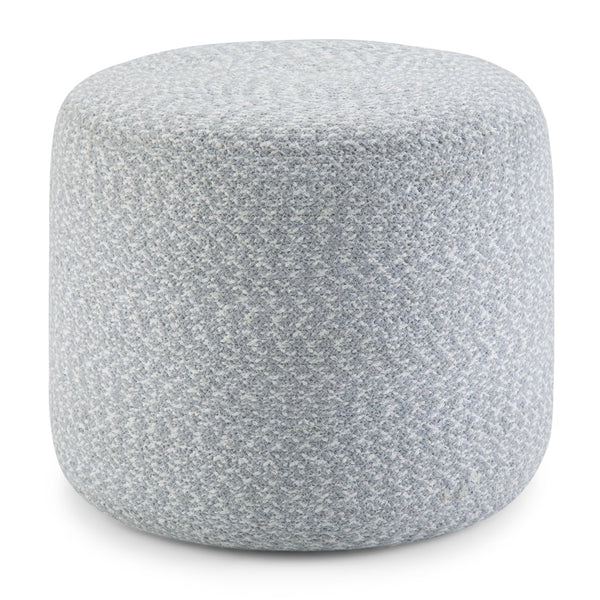English Elm Bayley Handcrafted Round Braided Pouf Ottoman in Natural Cotton with Supportive Polystyrene Fill, 20" Light Blue B136P159299