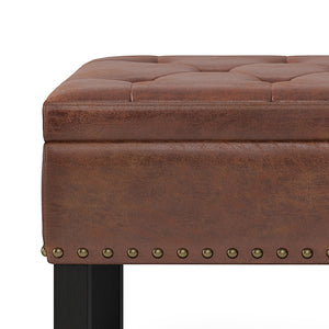 English Elm Lomond - Versatile Storage Ottoman Bench In Distressed Saddle Brown With Stylish Design & Comfort B136P159124