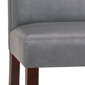 English Elm Acadian Parson Dining Chair Set Of 2 - Elegant Stone Grey Vegan Leather With Solid Wood Legs B136P159797