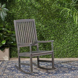 English Elm Christopher Knight Home® - Acacia Outdoor Porch Rocking Chair – Durable Acacia Hardwood, Rustic Slat Design, Smooth Rocking Motion DARK GREY 65490.00DGRY