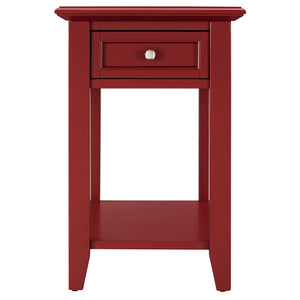 Homelegance By Top-Line Cerie 1-Drawer Side Table with Charging Station Red Wood