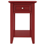 Homelegance By Top-Line Cerie 1-Drawer Side Table with Charging Station Red Wood