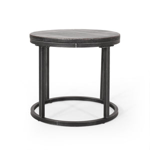 English Elm Christopher Knight Home® - COFFEE Modern Industrial Nesting Table Set — Wire‑Brushed Firwood Tops with Sturdy Iron Frame Durable Style Black+Silver 67141.00