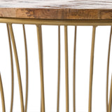 Christopher Knight Home® - Noble House - Halley Handcrafted Boho Mango Wood and Iron Coffee Table, Natural and Gold