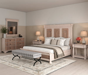 A.R.T. Furniture Alcove Night Table In Belgian Ivory - Vintage Charm With Hidden Drawer And Plinth Shelf Design White Acacia Solids,Maple Veneers,Metal 321141-2817