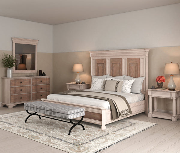 A.R.T. Furniture Alcove Night Table In Belgian Ivory - Vintage Charm With Hidden Drawer And Plinth Shelf Design White Acacia Solids,Maple Veneers,Metal 321141-2817