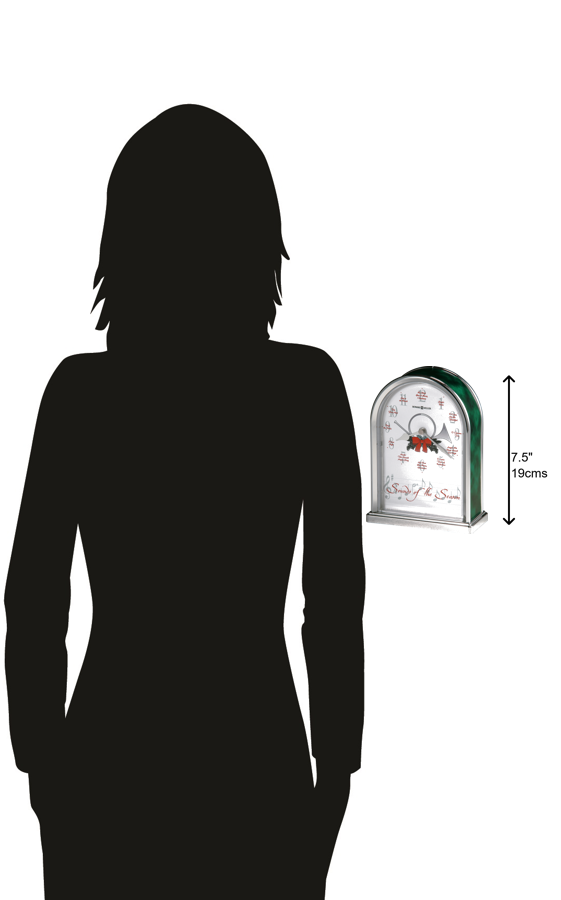 Hekman Furniture 645687 Festive Holiday Table Clock With Melodies - Elegant Silver Design & Decorative Dial  Sounds Of The Season Tabletop Clock 645687