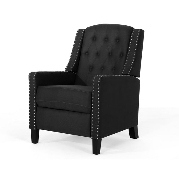 English Elm Classic Club Chair in Dark Grey Fabric with Birch Legs and Push Back Recline 61371.00