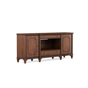 A.R.T. Furniture Newel Vintage Cherry Entertainment Console With Adjustable Shelves, Drawers & Wire Management Solutions Brown Poplar Solids,Cherry Veneers,Metal 294423-1406