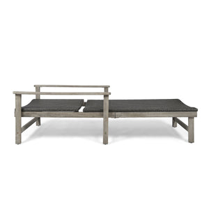 English Elm Christopher Knight Home® - Hampton Stylish Wood & Wicker Chaise Lounge - Durable, Adjustable, Weather-Resistant Outdoor Seating 63763.00LMBLK