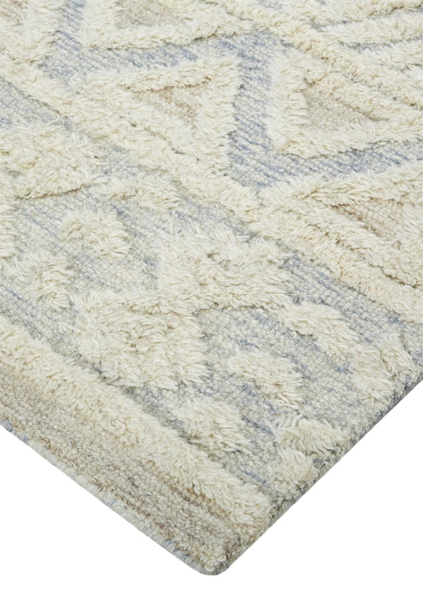 Feizy Rugs Anica Hand-tufted Wool Area Rug - Stylish Geometric Design For Effortless Bohemian Home Decor Ivory,Blue,Tan Wool Anc8005fblu000e10