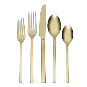 Lenox Oneida Allay Champagne 20 Piece Everyday Flatware Set, Service for 4 Metallic, STAINLESS METAL B1018020AL21