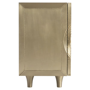 Bernhardt Bernhardt Brass-Clad Kintore Credenza With Rippled Circular Motif, Push-Open Doors, Cable Management 321872