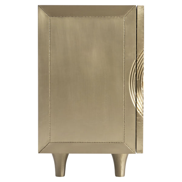 Bernhardt Bernhardt Brass-Clad Kintore Credenza With Rippled Circular Motif, Push-Open Doors, Cable Management 321872