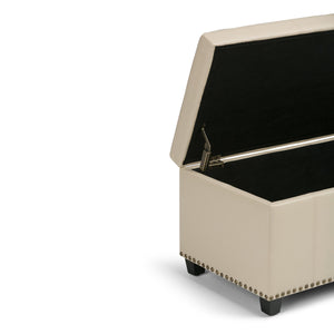 English Elm Amelia Storage Ottoman Bench with Hidden Compartment, Nailhead Trim, Stitched Faux Leather Seat Beige B136P159107
