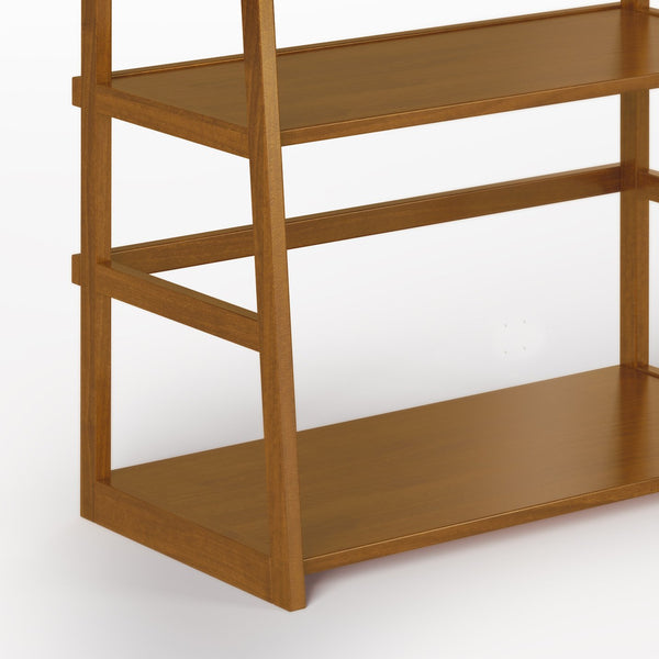 English Elm Acadian Ladder Shelf Bookcase - Handcrafted Solid Wood With 5 Wide Shelves In Light Golden Brown Finish B136P158276