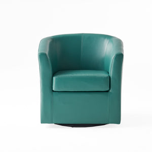 English Elm Swivel Barrel Club Chair Upholstered 360 Degree Base for Living Room Reading Nook Turquoise 57685.00TUR