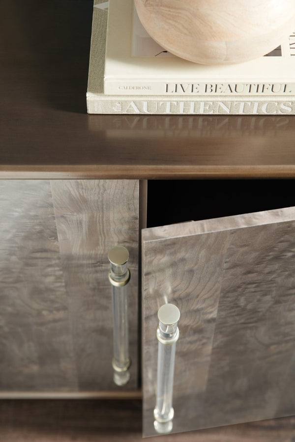 Hooker Furniture Melange Dorian Accent Chest With Shimmery Burl Veneer, Acrylic Pulls & Adjustable Shelf, 41"W 628-85719-89