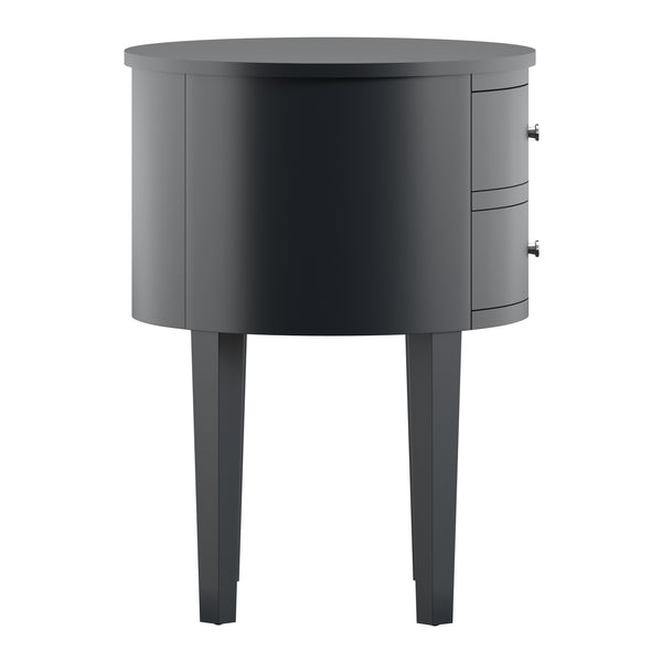 Homelegance By Top-Line Tallon 2-Drawer Oval Wood Accent Table Black Wood