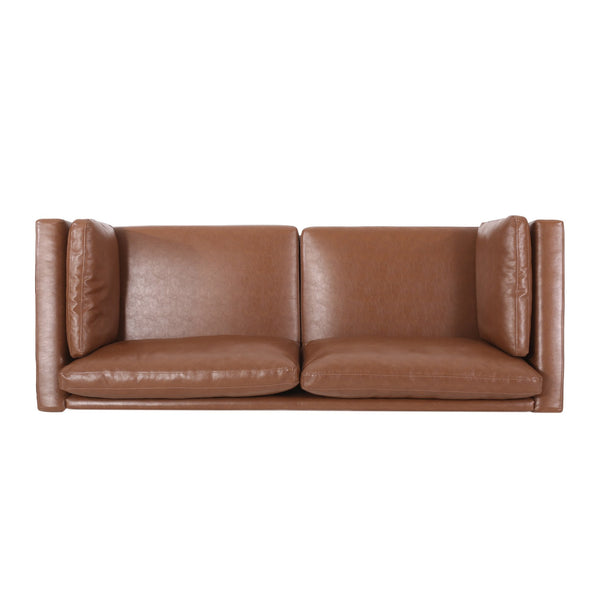English Elm Christopher Knight Home® - 3 Seater Sofa – Elegant Light Brown Faux Leather Couch For Modern Living Rooms, Easy Assembly & Comfort 72145.00ACOGN_72145.00BCOGN