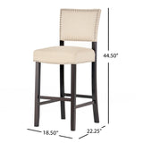 Christopher Knight Home® - Noble House - Mayfield Contemporary Linen Barstool, Dark Beige and Wenge - Set of 2