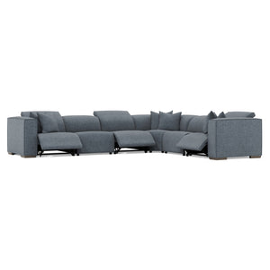 Bernhardt Bernhardt Six-Piece Power Motion Sectional With Pop-Up Headrests, Deep Seats And Tailored Stitch Detailing For Modern Comfort And Durability Blue 160" W x 127" D x 31" H K2185