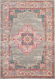 Nourison Passion PSN03 Machine Made Power-loomed Ornamental Border Indoor Only Bohemian Vintage Rug Grey, Grey 100% Polypropylene 99446397843