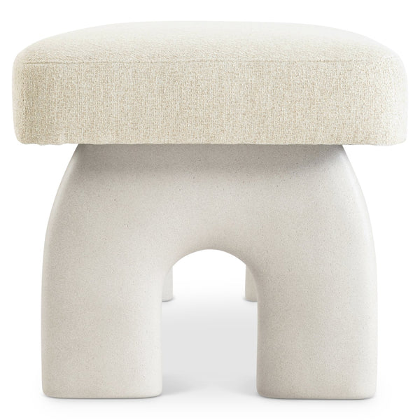 Bernhardt Bernhardt Antibes Bench With Arched Pumice Concrete Supports And Upholstered Seat, Rustic Modern Accent 350506