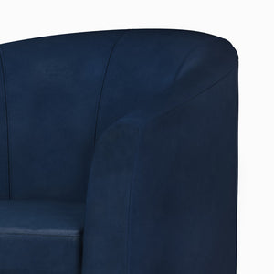 English Elm Austin Tub Chair - Elegant Distressed Dark Blue Vegan Faux Leather For Modern Comfort & Style B136P159642
