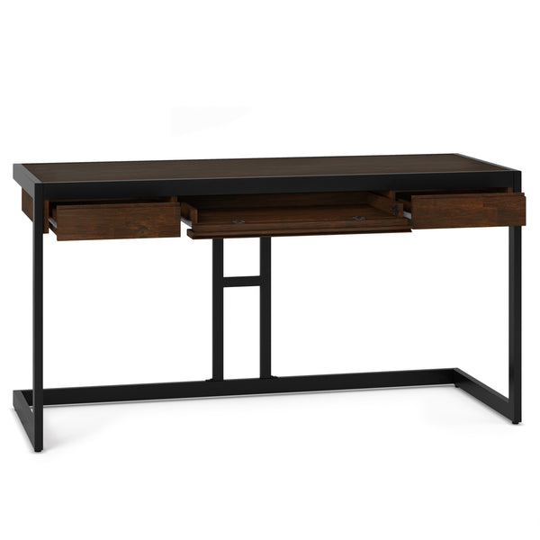 English Elm Erina Desk In Farmhouse Brown - Rustic Solid Acacia With Modern Metal Frame & Functional Storage Solutions B136P158624
