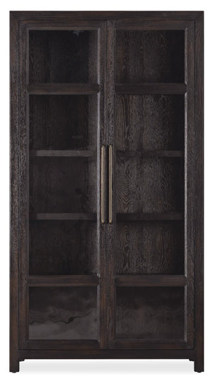 Hooker Furniture Driftwood Buckboard Display Cabinet With Seeded Glass, Plate Grooves & Touch Led Lighting For Home Blacks 6820-75906-99