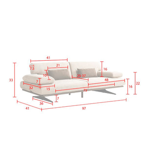 Pasargad Delano Beige Faux Suede Sofa With Versatile Sliding Backrest & Armrest For Modern Living Dark Beige Faux Suede Pslm-010